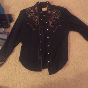 Black and floral design western women's shirt